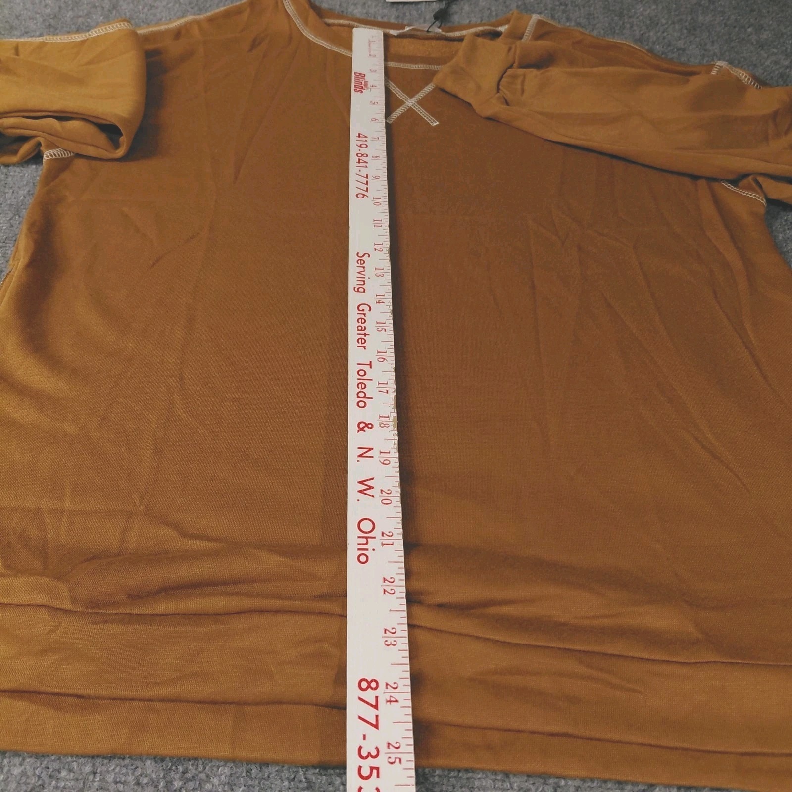Zeagoo Long Sleeve Crew Top Carmel Brown Side Zip Stretchy Womens Medium Shirt — image 7 of 8